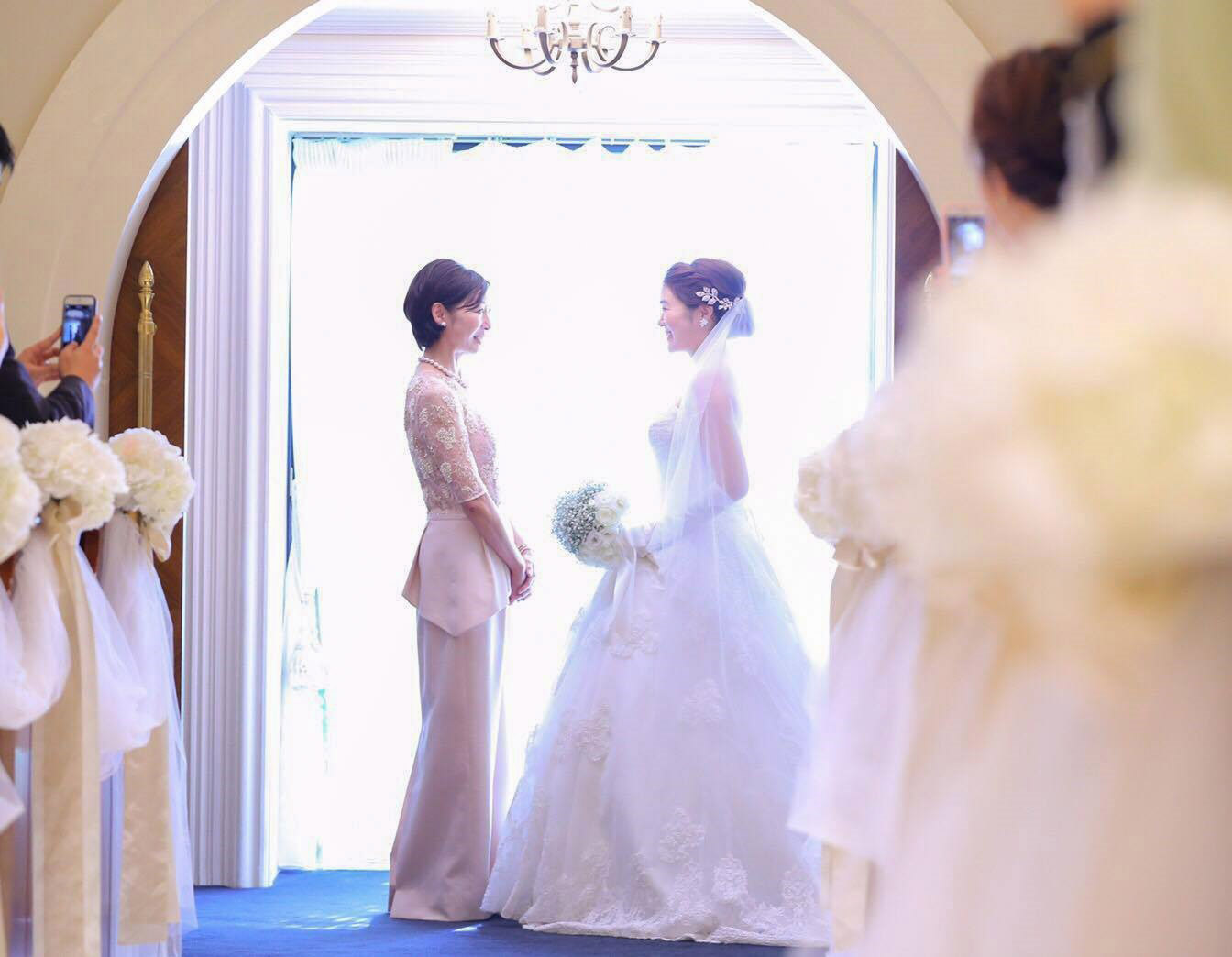 実際の結婚式 母親 フォーマルドレスL065ベビーピング